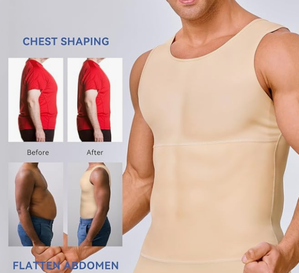 Mens Compression Shirt Slimming Body Shaper Vest Workout Tank Tops Abs Abdomen Undershirts - Image 3